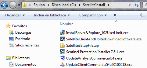 Listado del Satellite Install