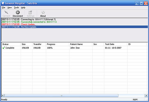 Pantalla principal del CardioScan Satelite Cliente