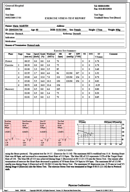 Reporte de prueba de esfuerzo sumario